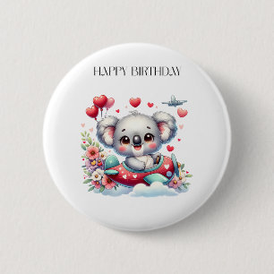Koala Pilot Birthday 2 Inch Round Button