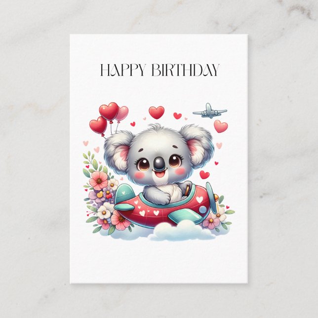 Koala Pilot Birthday Business Card (Front)