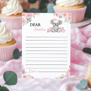Koala Pink Floral Time Capsule Note Message Card