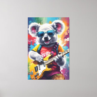 Koala playing guitar, rock graffiti canvas print