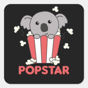 Koala Popcorn Pop Star Poppin Funny Koalas Square Sticker
