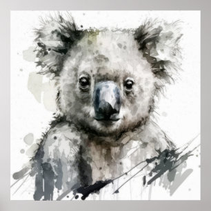 Koala Portrait Animal Painting Wildlife Outdoors  Poster