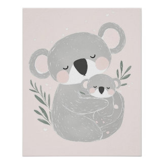 Koala Print Nursery, Kids Room Wall Art Animal Art