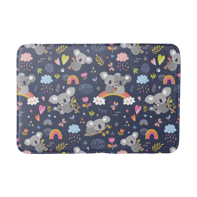 Koala Rainbow Love Pattern Bath Mat (Front)