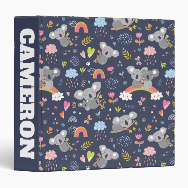 Koala Rainbow Love Pattern Binder (Front/Spine)