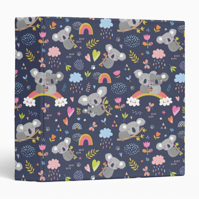 Koala Rainbow Love Pattern Binder (Front/Spine)