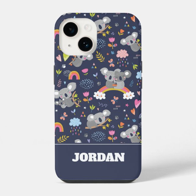 Koala Rainbow Love Pattern iPhone Case (Back)