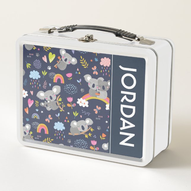 Koala Rainbow Love Pattern Metal Lunch Box (Front)