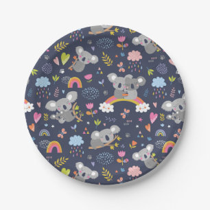 Koala Rainbow Love Pattern Paper Plate