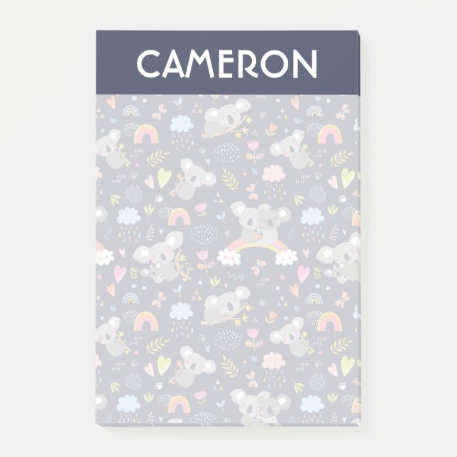 Koala Rainbow Love Pattern Post-it Notes (Front)