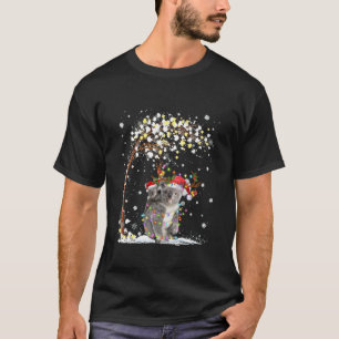 Koala Reindeer Hat Santa Christmas Tree Funny Xmas T-Shirt
