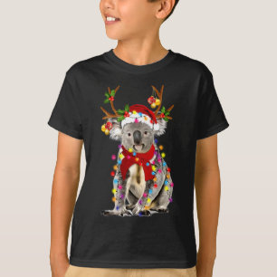 Koala Reindeer Xmas Lights Merry Christmas T-Shirt