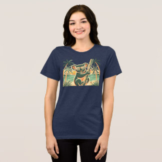 Koala Relaxing on the Beach – Tropical Summer Vibe Tri-Blend Shirt