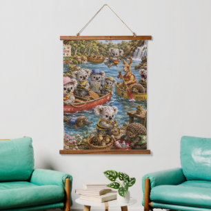 Koala River Rescue Team Saving Wildlife Friends  Hanging Tapestry