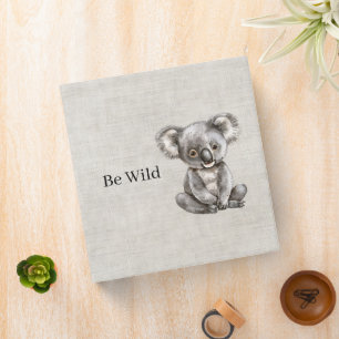 Koala Safari Animal Faux Linen Binder