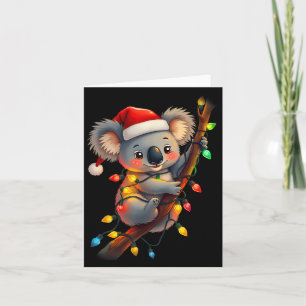 Koala Santa Hat Lights Christmas Cute Xmas Pajama Card