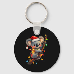 Koala Santa Hat Lights Christmas Cute Xmas Pajama Keychain
