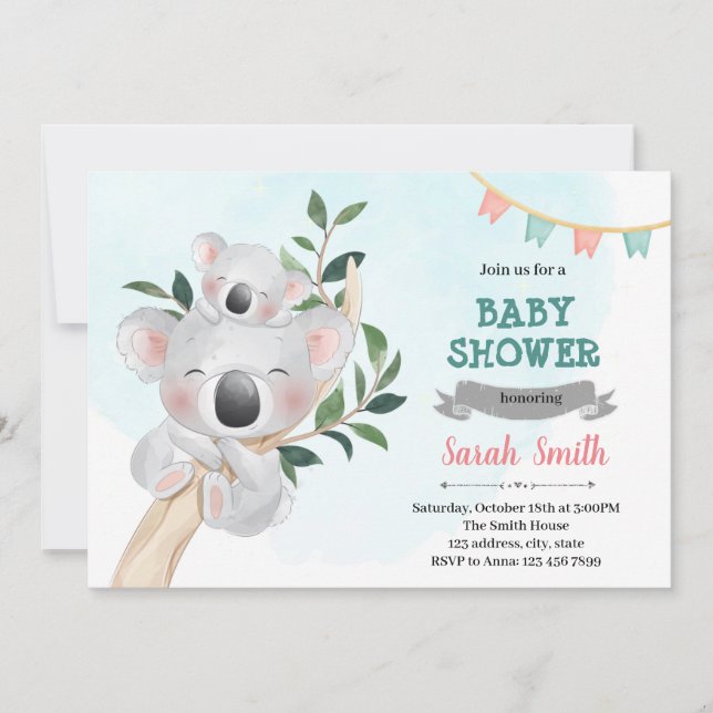 Koala shower invitation (Front)