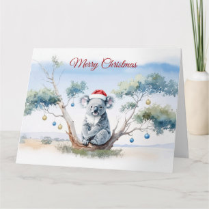 Koala Sitting in a Gum tree Merry Christmas Card