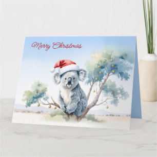Koala Sitting in a Gum tree Merry Christmas Card