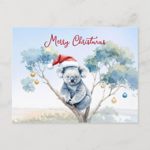 Koala Sitting in a Gum tree Merry Christmas Holiday Postcard
