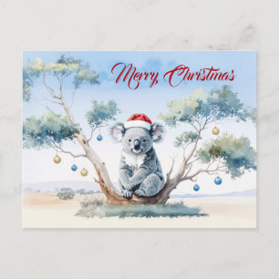 Koala Sitting in a Gum tree Merry Christmas Holiday Postcard