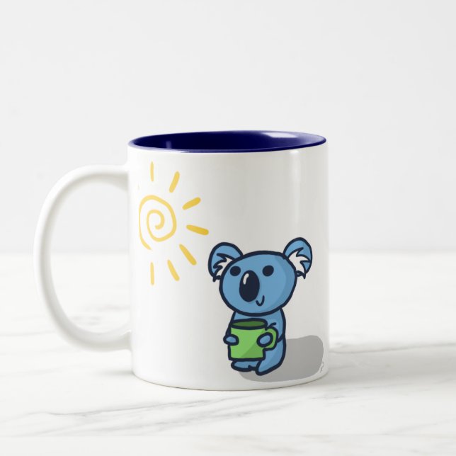 Koala Sunshine - Blue Two-Tone Coffee Mug (Left)