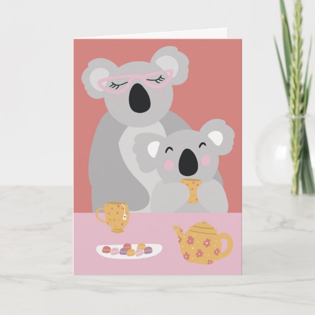 Koala Tea Time Carte de voeux pour la fête des mèr (Devant)