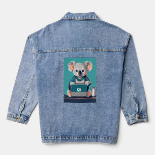 Koala Tech Support – Cute Help Desk Illustration Denim Jacket