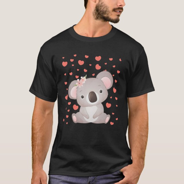 Koala Valentine's Day Red Heart's For Koala Lover T-Shirt (Front)