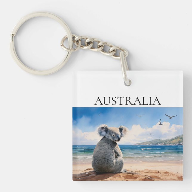 Koala watching the ocean Australia Keychain (Front)
