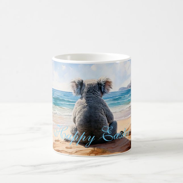 Koala watching the ocean Happy Easter Coffee Mug (Center)