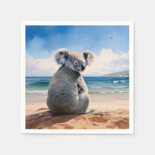 Koala watching the ocean napkin