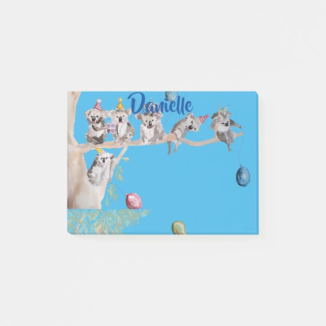 Koala Watercolor Art Womans Name Post It Notes (Front)