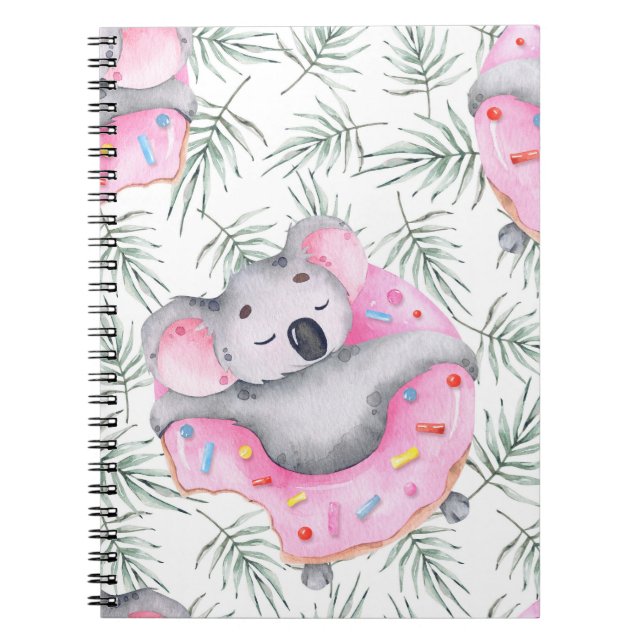 Koala watercolor, tropical pattern. notebook (Front)