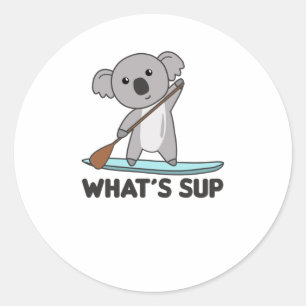Koala Whats Sup Team Funny Koalas Paddle Classic Round Sticker