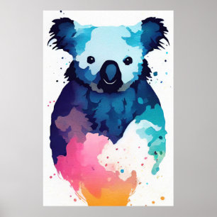 Koala Wild Nature Animal Color Art Painting Poster