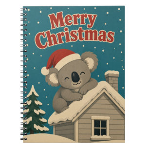Koala Winter Roof Animal Christmas Notebook