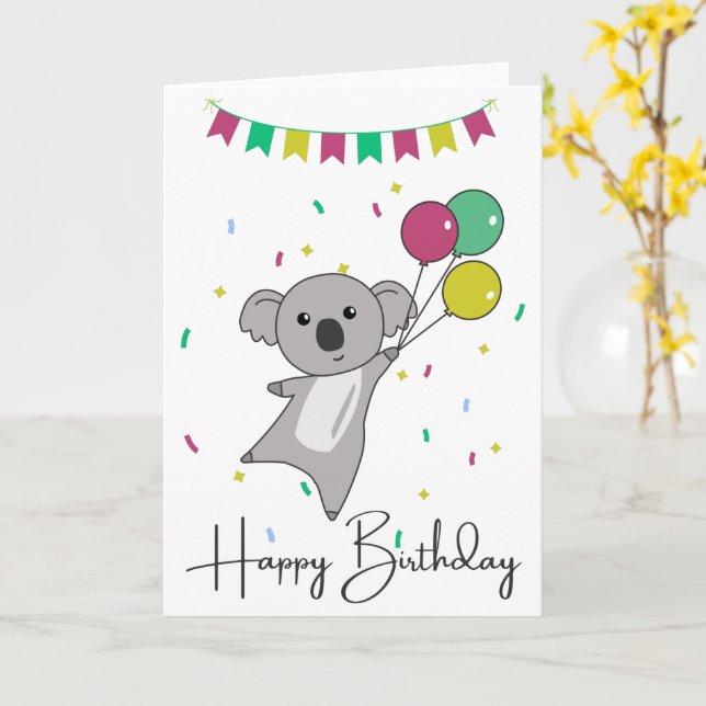Koala Wishes Happy Birthday To You Koalas Card (Yellow Flower)