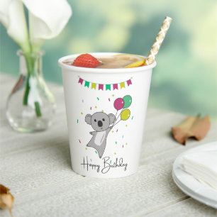 Koala Wishes Happy Birthday To You Koalas Paper Cu Paper Cups