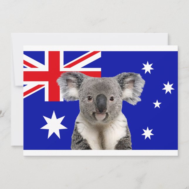 Koala with Australian Flag Background   Case-Mate  Invitation (Front)