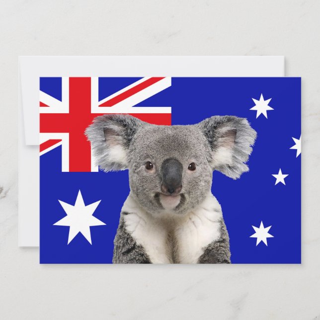 Koala with Australian Flag Background    Invitation (Front)