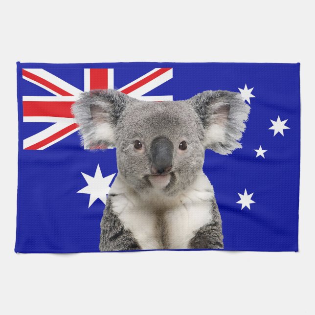 Koala with Australian Flag Background     Kitchen Towel (Horizontal)