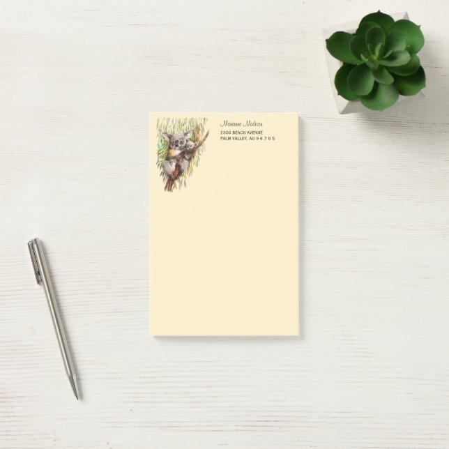 Koala with baby waterolor painting  post-it notes (Office)