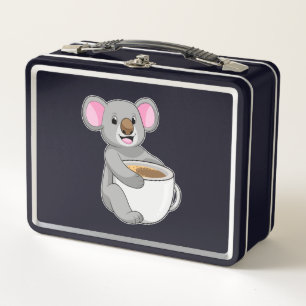 Koala with Coffee Cup Metal Lunch Box