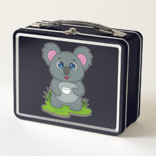 Koala with Coffee cup Metal Lunch Box