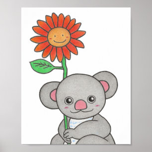 Koala with flower poster