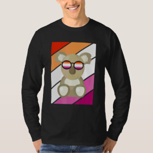 Koala With Pride Lesbian Flag Lgbtq Proud Ally Pri T-Shirt