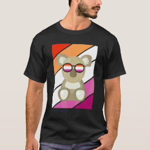Koala With Pride Lesbian Flag Lgbtq Proud Ally Pri T-Shirt