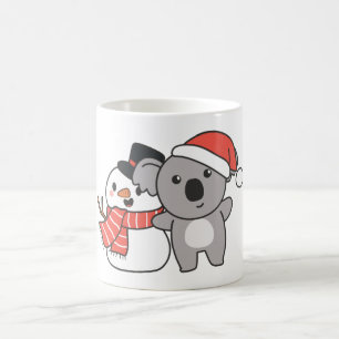 Koala With Snowman In Winter For Christmas Coffee Mug